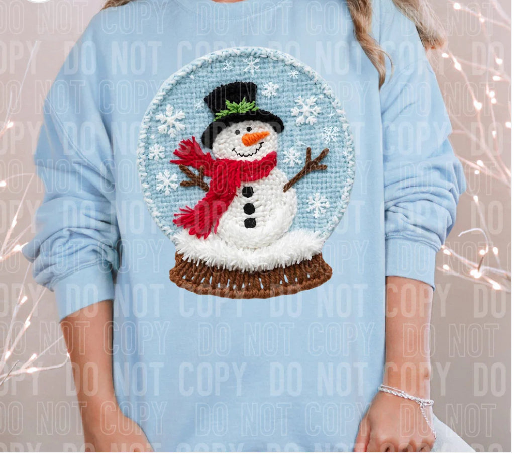 Snowman In A Globe (faux yarn)