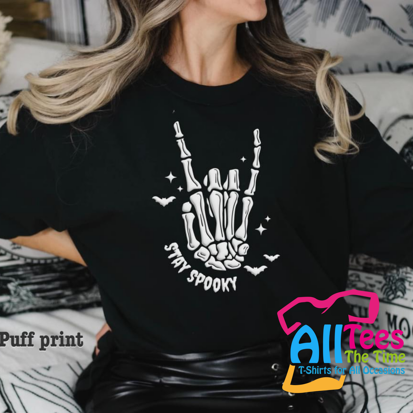 Skellie Stay Spooky Puff Print (youth and adult)