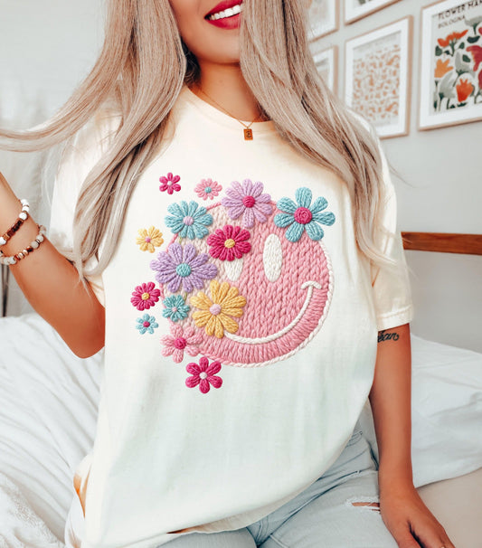 Happy Flowers ( faux stitch)